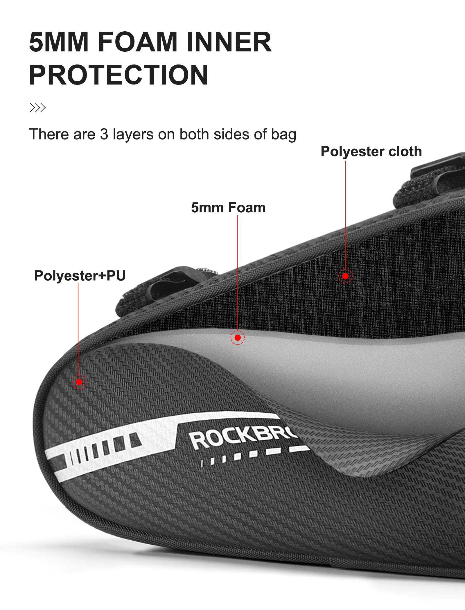 ROCKBROS Bike Bag Bicycle Frame Bag Bike Triangle Storage Bag Bike Accessories Pouch Cycling Pack for MTB Road Bicycle Accessories - Image 3