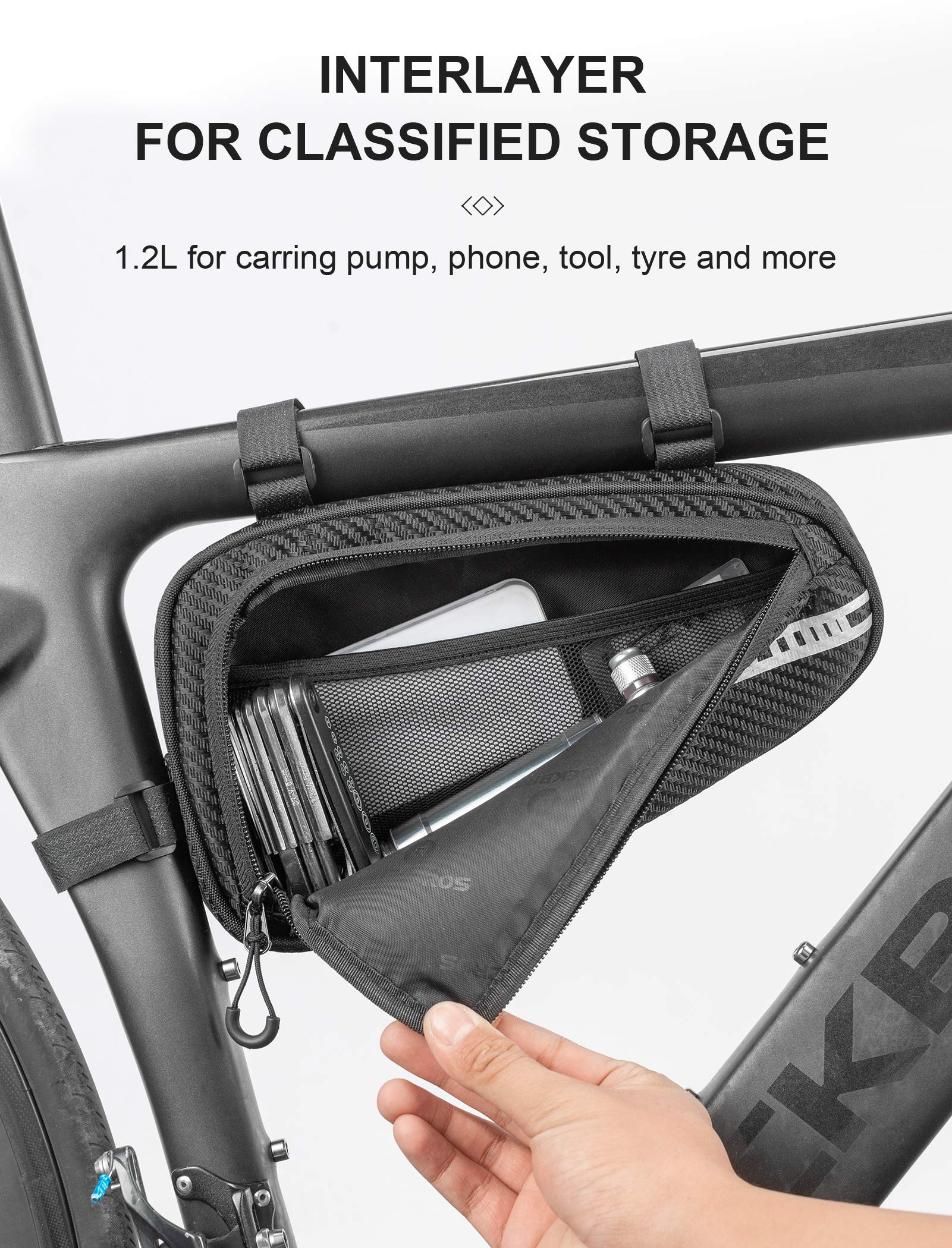 ROCKBROS Bike Bag Bicycle Frame Bag Bike Triangle Storage Bag Bike Accessories Pouch Cycling Pack for MTB Road Bicycle Accessories - Image 4
