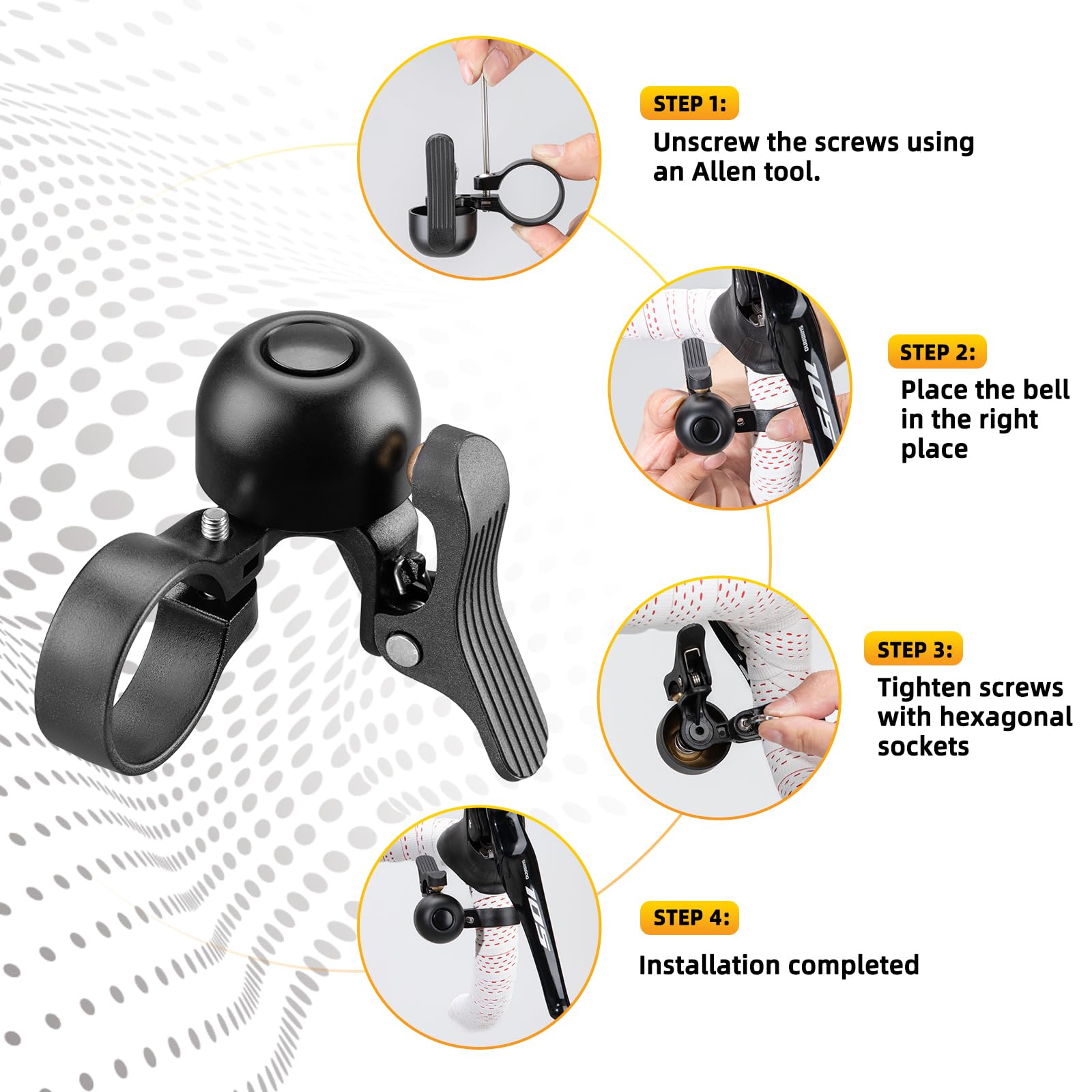 ROCKBROS Bike Bell Classic Bicycle Bell Road Bike Bells for Adults with Loud Sound and Fit for 1.06-1.18in/27-30mm Bicycle Handlebars - Image 7