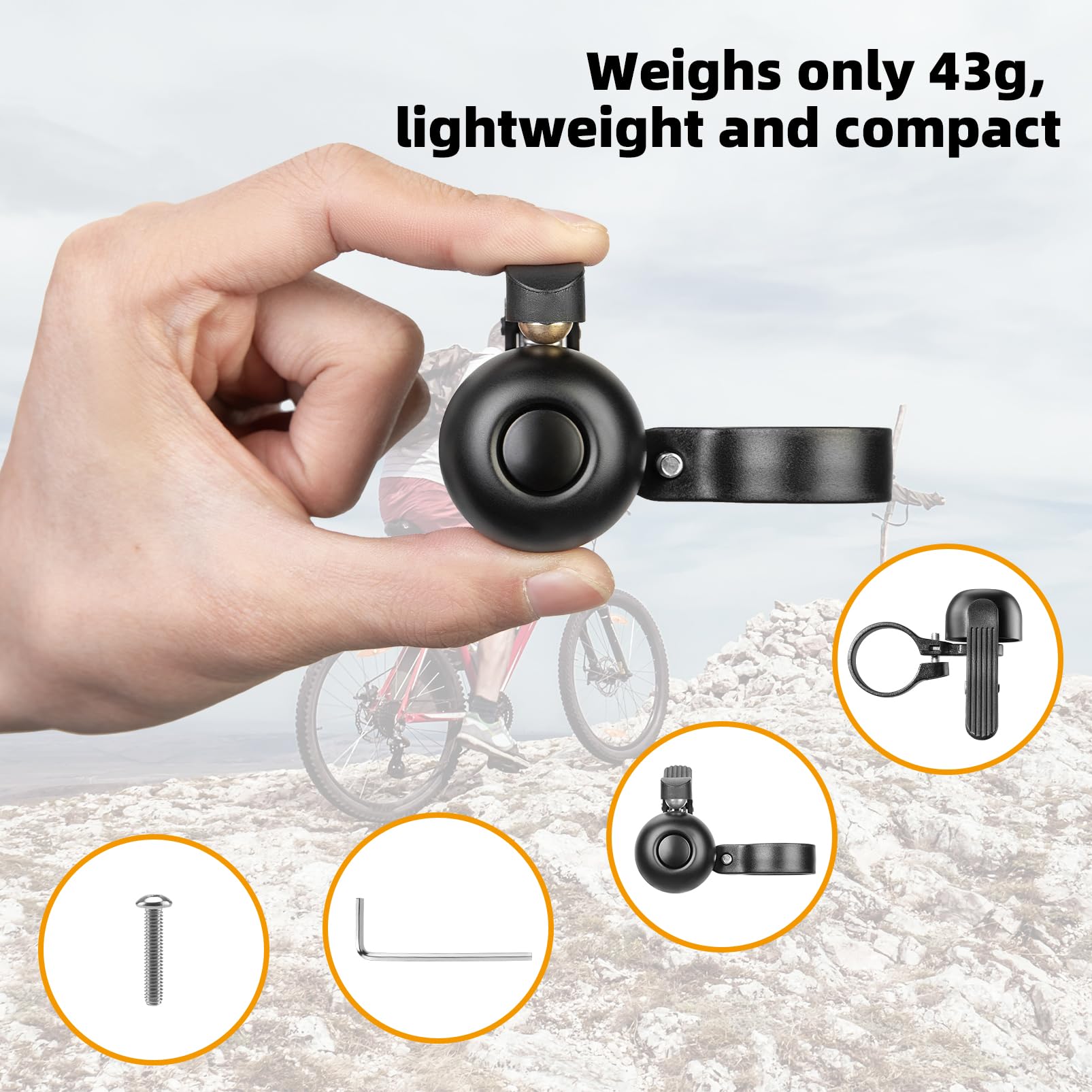 ROCKBROS Bike Bell Classic Bicycle Bell Road Bike Bells for Adults with Loud Sound and Fit for 1.06-1.18in/27-30mm Bicycle Handlebars - Image 9