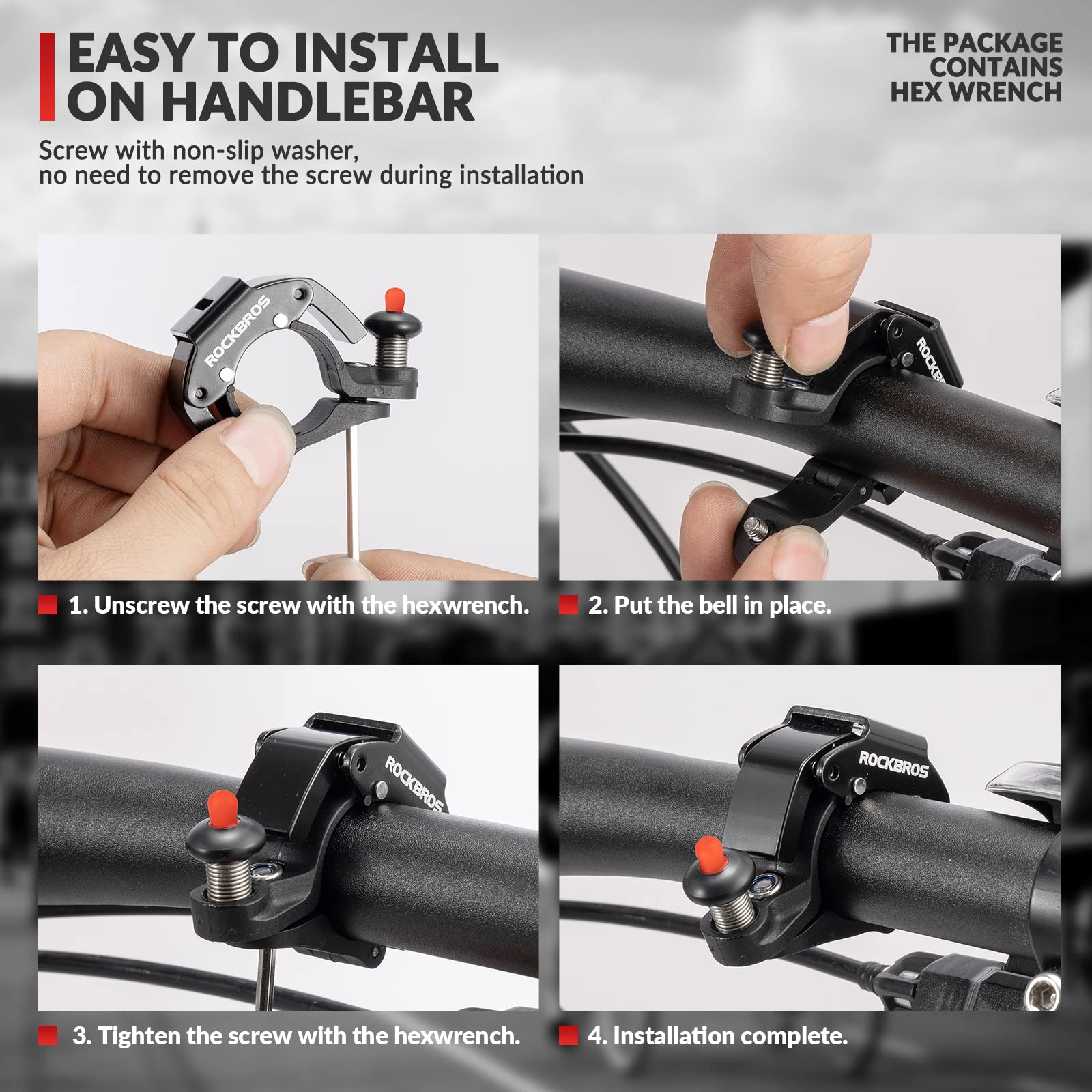 ROCKBROS Bike Bells Hidden MTB Bells Bicycle Bells for 22.2mm Handlebars, More Than 100dB, Clear & Long Sound Ringer, Mountain Bike, Scooter, Youth Bike - Image 4