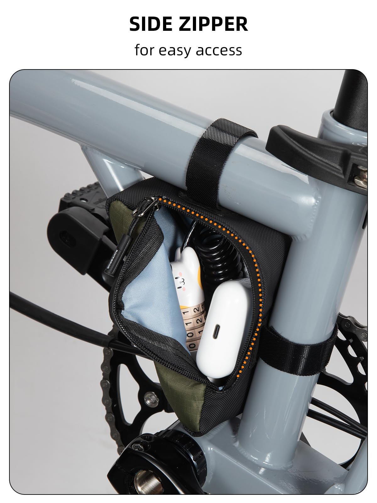 ROCKBROS Bike Frame Pouch Triangle Bag - Waterproof Small Bicycle Bag for Boys, Girls, Men, Women - Road & Folding Bike Accessory - Image 3