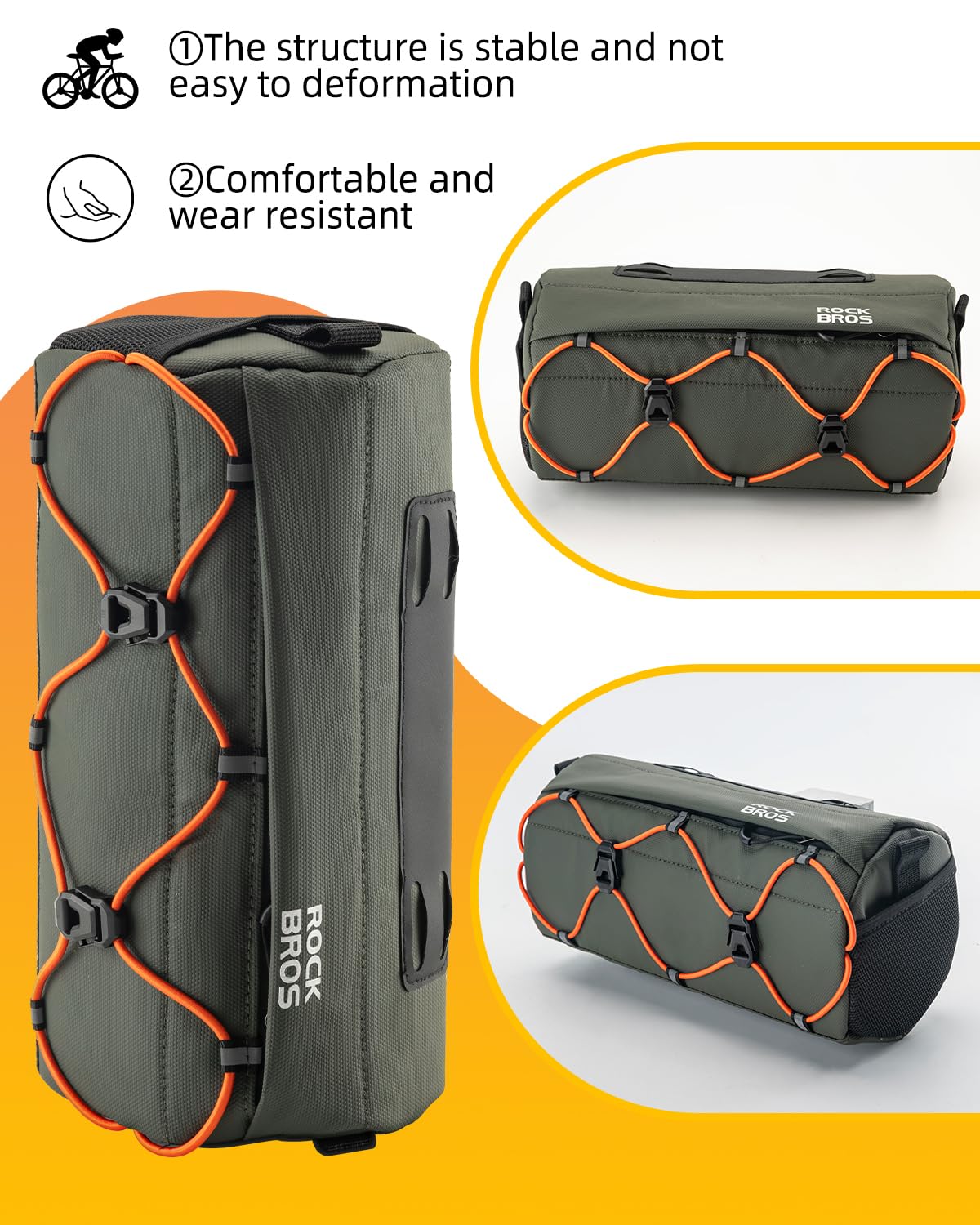 ROCKBROS Bike Handlebar Bag, 2.2L Bicycle Handle Bar Bag Portable Bike Front Bag Handlebar Storage Bag with Shoulder Strap - Image 4