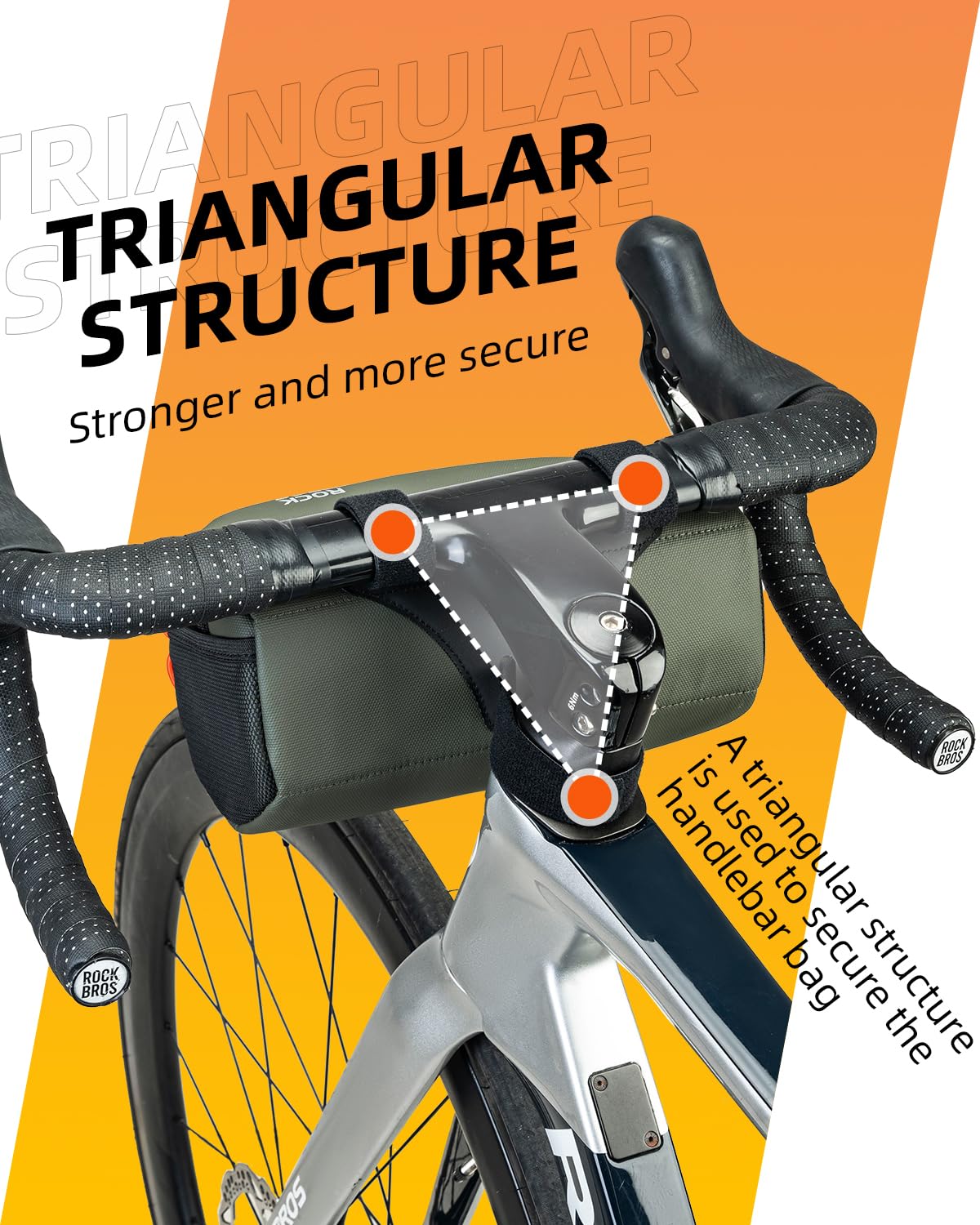 ROCKBROS Bike Handlebar Bag, 2.2L Bicycle Handle Bar Bag Portable Bike Front Bag Handlebar Storage Bag with Shoulder Strap - Image 5