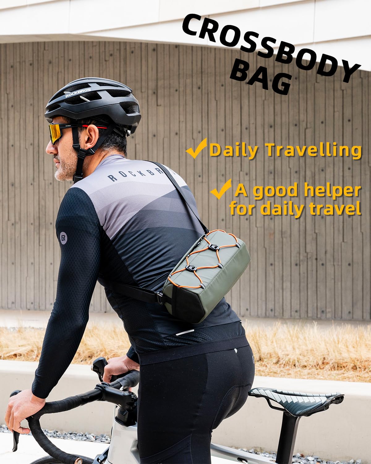 ROCKBROS Bike Handlebar Bag, 2.2L Bicycle Handle Bar Bag Portable Bike Front Bag Handlebar Storage Bag with Shoulder Strap - Image 7