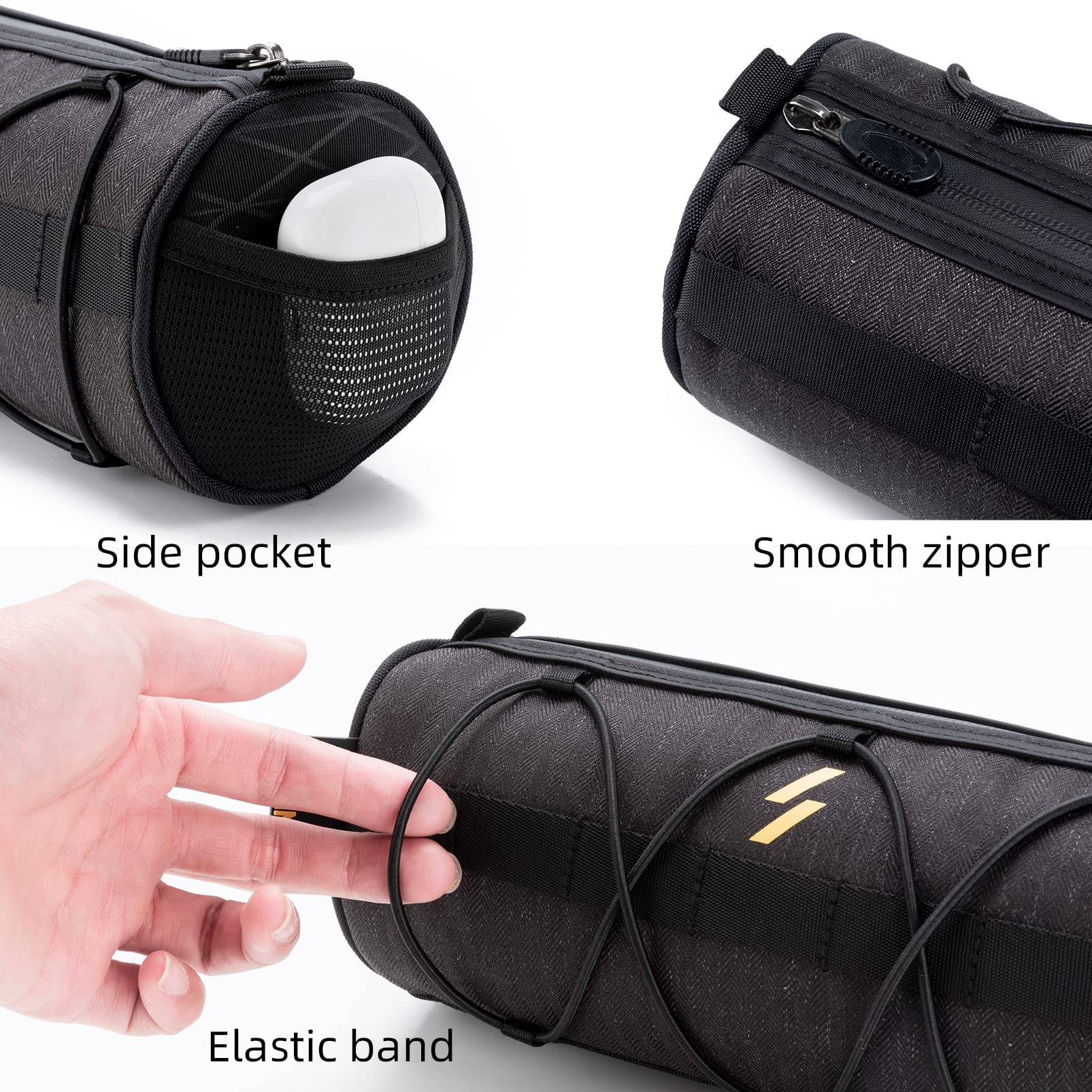 ROCKBROS Bike Handlebar Bag Small Bicycle Handle Bar Bag Handy Front Bike Bags Handlebar Storage Pouch Pack with Shoulder Strap Little Mountain Road Bike Barrel Bag - Image 8