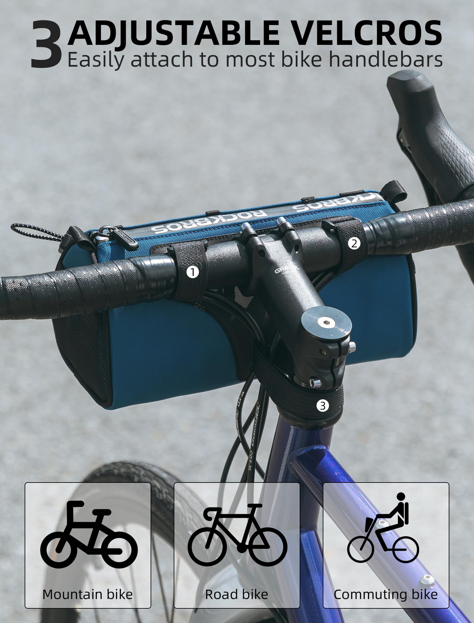 ROCKBROS Bike Handlebar Bag with 1.5L Large Capacity Bike Bag Front Handlebar for Bicycles Reflective Bike Accessory Bags for MTB Road Bikes - Image 6