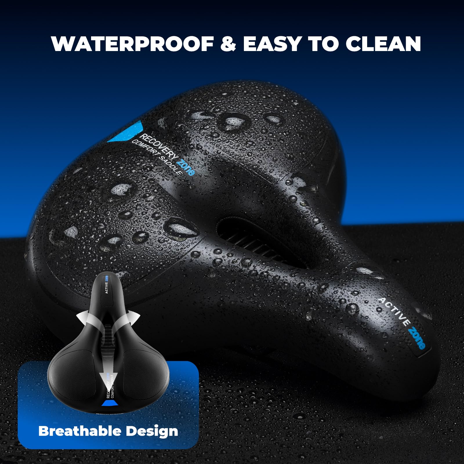 ROCKBROS Bike Seat Cushion for Men Women with Dual Shock Absorbing Ball Memory Foam - Ergonomic Bike Saddle, Handle for Easy Transport Soft Wide Waterproof Exercise Bicycle Seat for Peloton, Road Bike - Image 5