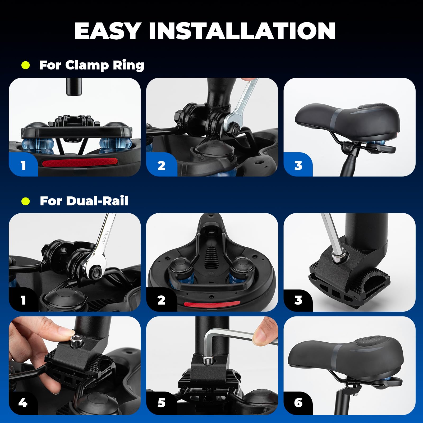 ROCKBROS Bike Seat Cushion for Men Women with Dual Shock Absorbing Ball Memory Foam - Ergonomic Bike Saddle, Handle for Easy Transport Soft Wide Waterproof Exercise Bicycle Seat for Peloton, Road Bike - Image 7