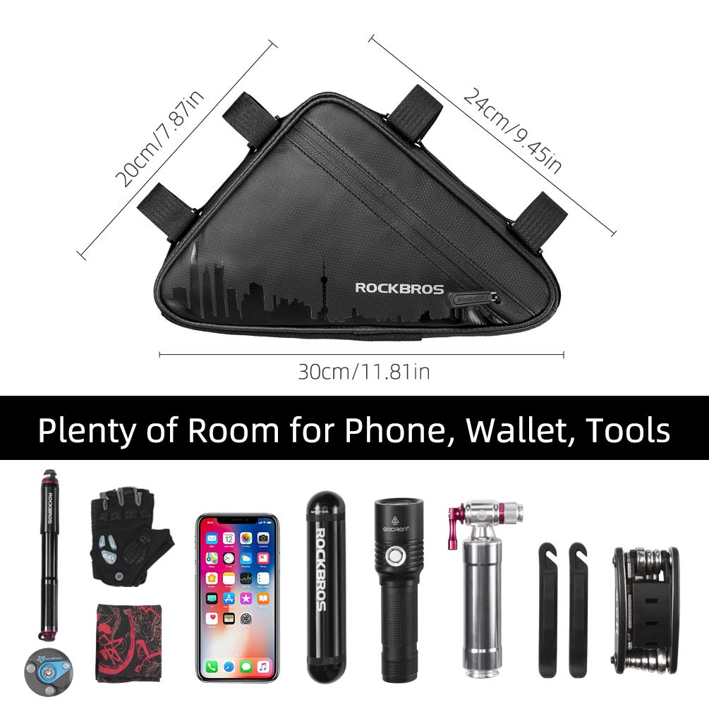 ROCKBROS Bike Triangle Frame Bag, Bike Triangle Bag, with Two Side Pockets, 1.5L - Image 5