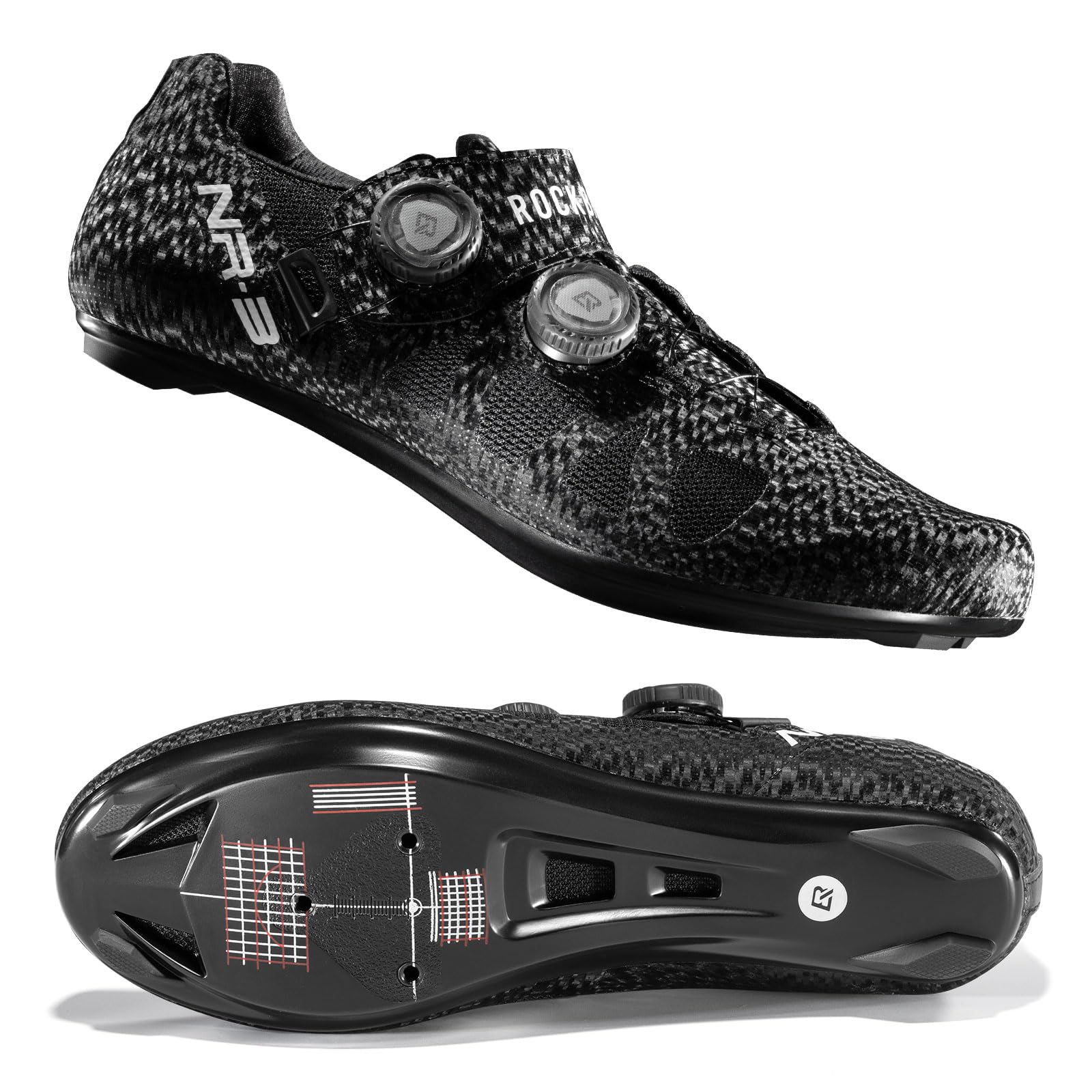 ROCKBROS Cycling Shoes NR3 with 2 Knob Lock Professional for Men - Breathable & Stable Road Bike Shoes - Image 3