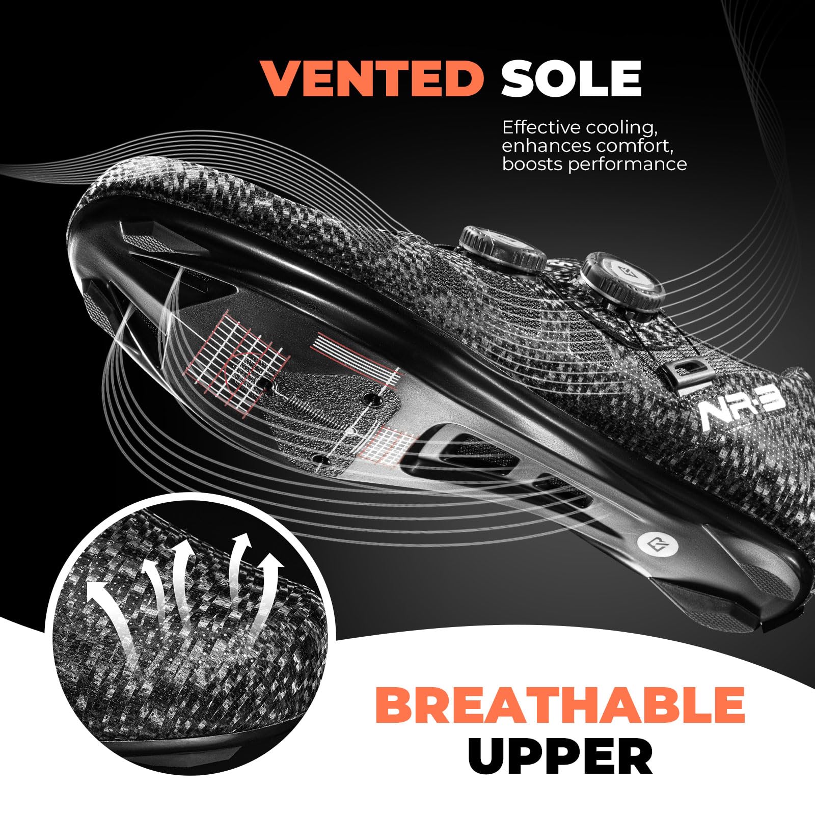 ROCKBROS Cycling Shoes NR3 with 2 Knob Lock Professional for Men - Breathable & Stable Road Bike Shoes - Image 4