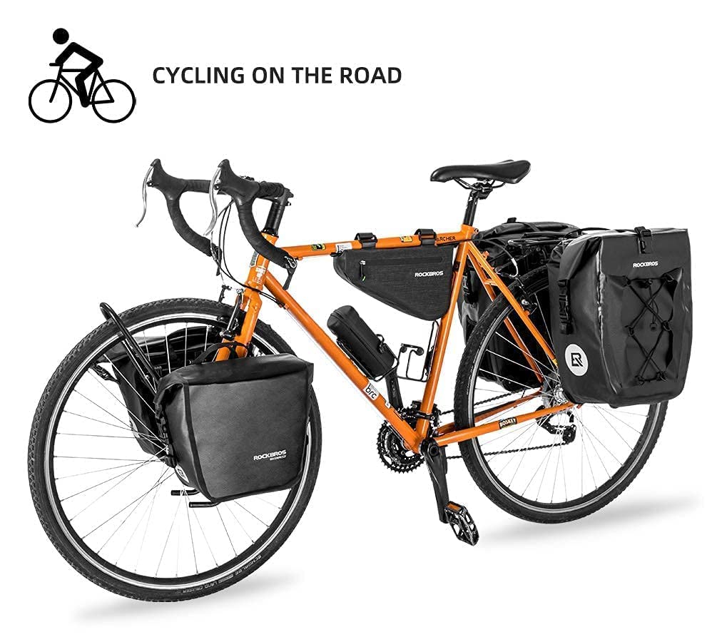 ROCKBROS Front Roller Panniers Bag Front Rack Bike Bag Sturdy Shelf Package with Carrying Handle & Free Shoulder Strap for Touring Picnic Commuting 1 Pair - Image 7