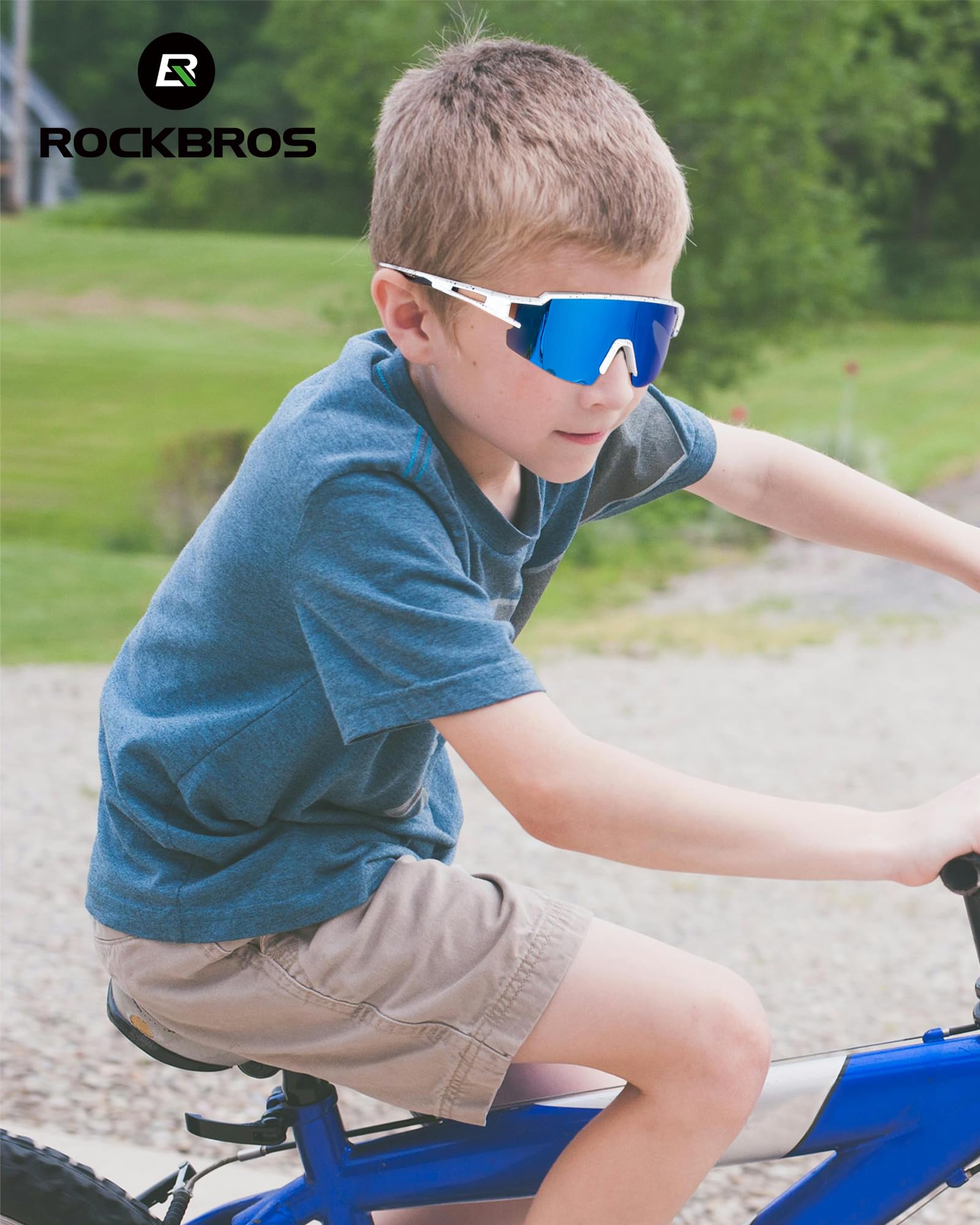 ROCKBROS Kids Sunglasses Polarized Youth Baseball Sunglasses Cycling Glasses UV400 Sports Glasses for Boys Girls Age 8-14 - Image 4