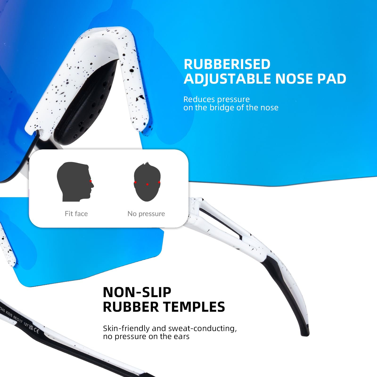 ROCKBROS Kids Sunglasses Polarized Youth Baseball Sunglasses Cycling Glasses UV400 Sports Glasses for Boys Girls Age 8-14 - Image 6