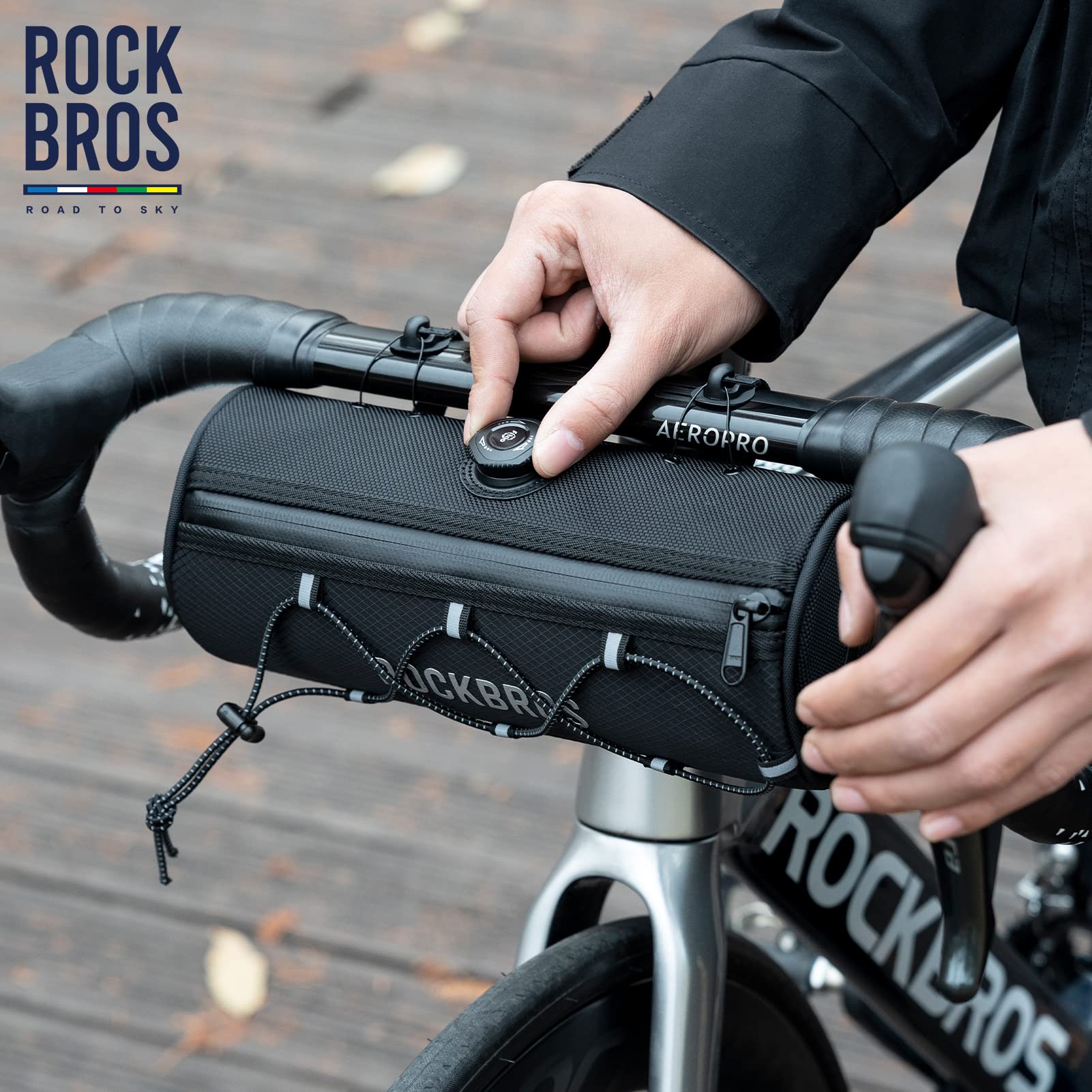 ROCKBROS ROAD TO SKY Bike Handlebar Bag Bicycle Front Bag Bag Storage Bag Lightweight & Sturdy Bicycle Handlebar bag for Road Mountain Bike 2L,Black - Image 3