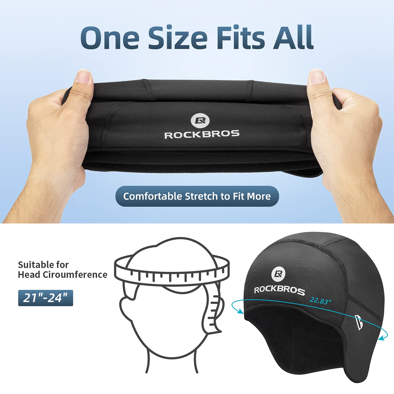 ROCKBROS Skull Cap Helmet Liner Winter Thermal Cycling Caps for Men Women Running Beanies Hat with Glasses Holes - Image 5