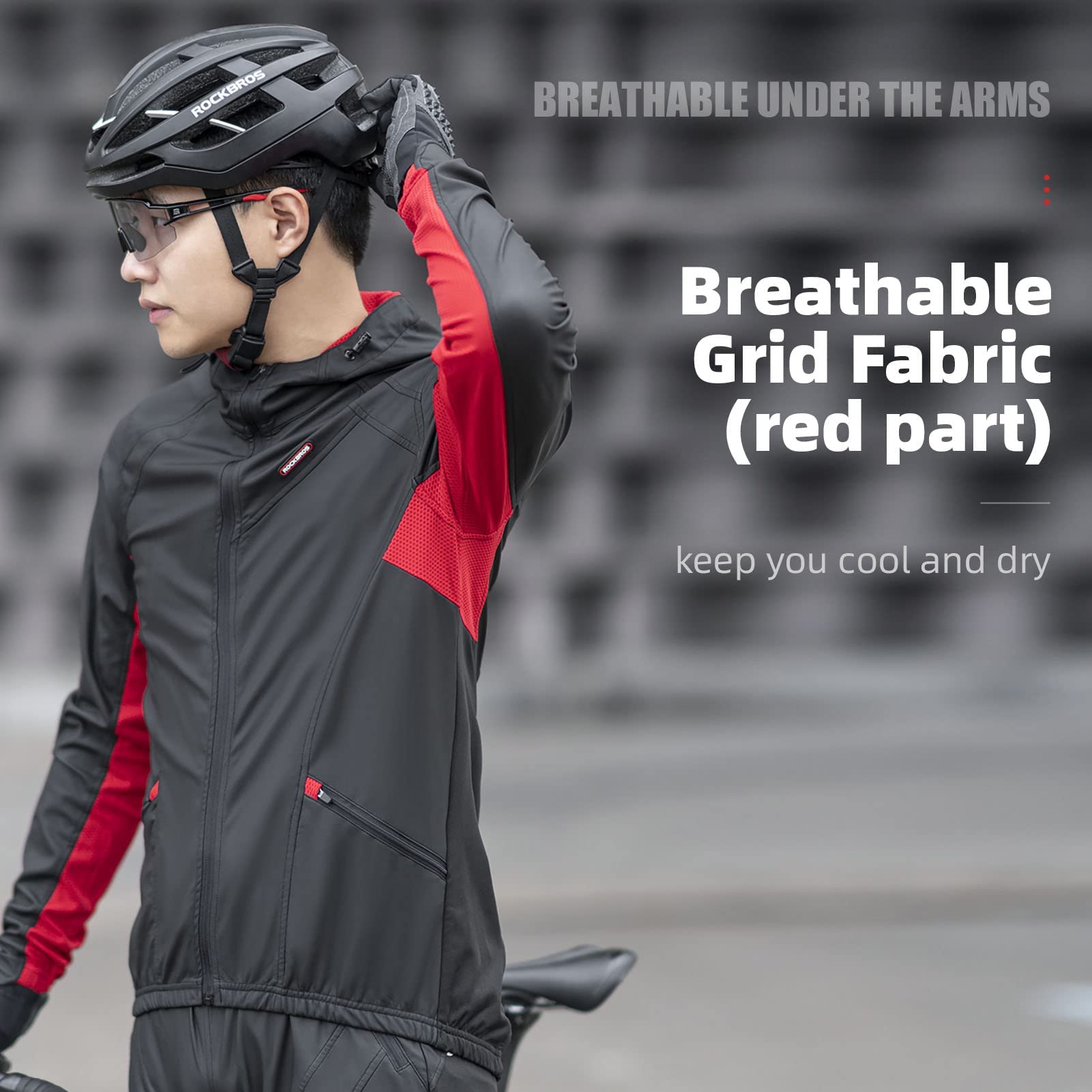 ROCKBROS Winter Cycling Jacket for Men Windproof Thermal Breathable Running Windbreaker Cycling Clothing Black - Image 5
